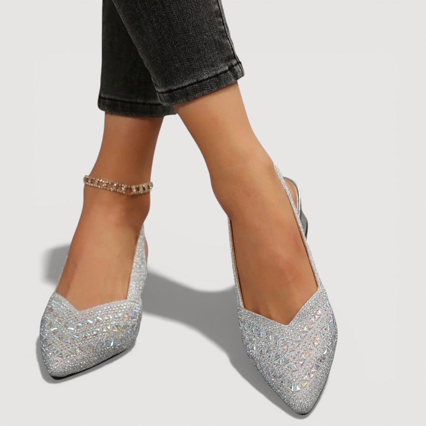 Aura | Elegante Slingback-Heels mit Glitzer-Finish und Blockabsatz