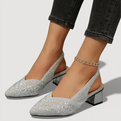 Aura | Elegante Slingback-Heels mit Glitzer-Finish und Blockabsatz