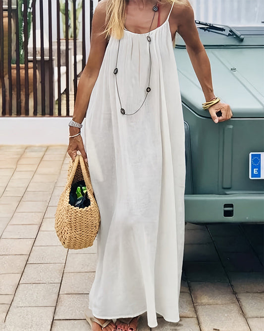 Lara | Elegantes Cami-Maxikleid mit Spaghettiträgern für warme Tage