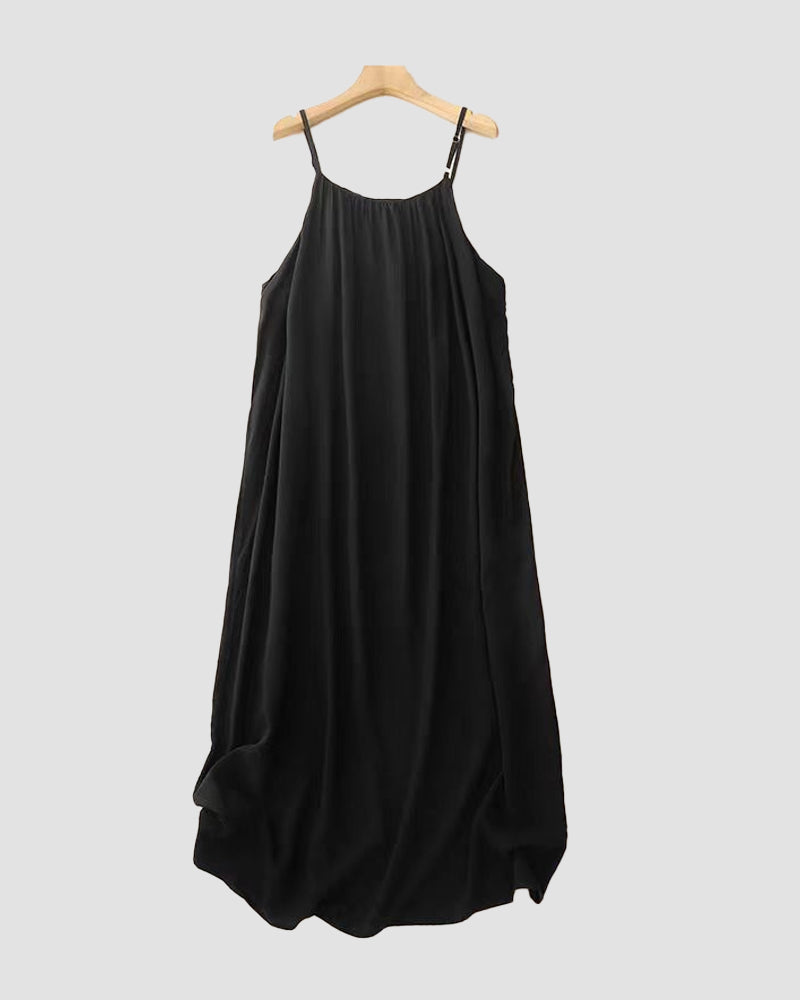 Lara | Elegantes Cami-Maxikleid mit Spaghettiträgern für warme Tage