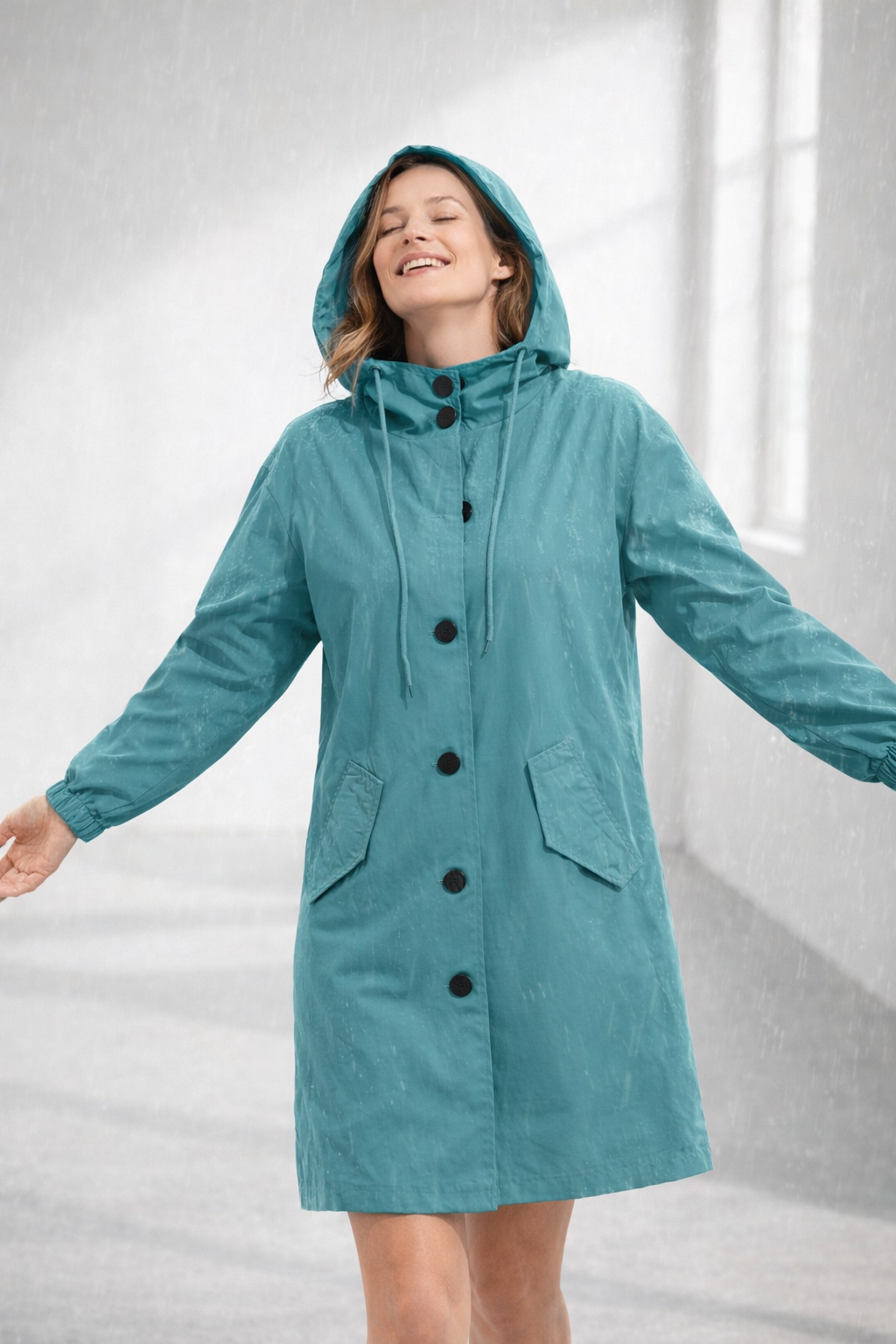 Kathrin | Eleganter Damenmantel mit Kapuze und lockerer Passform