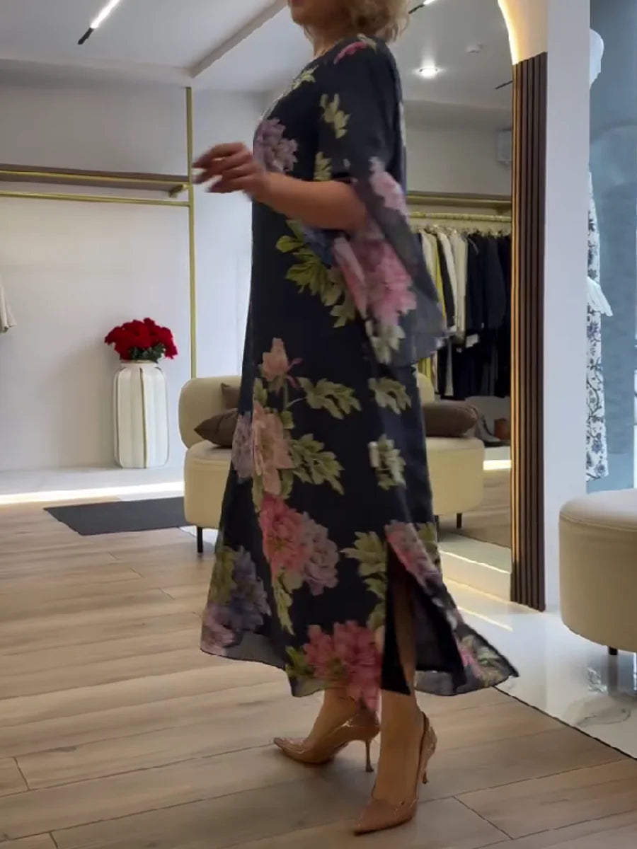 Christin | Elegantes Maxikleid mit floralem Print