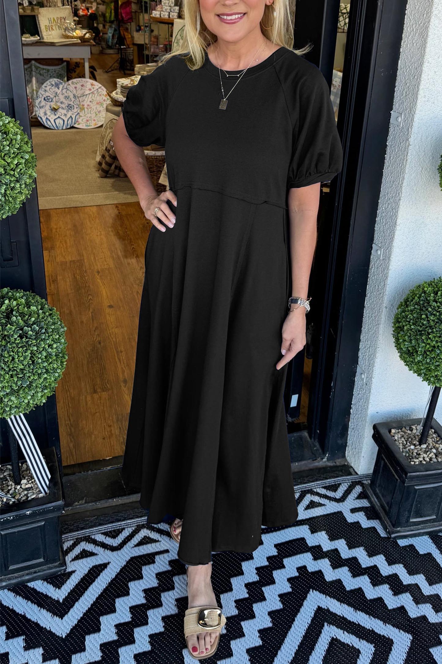 Clara | Bequemes Maxikleid mit Puffärmeln