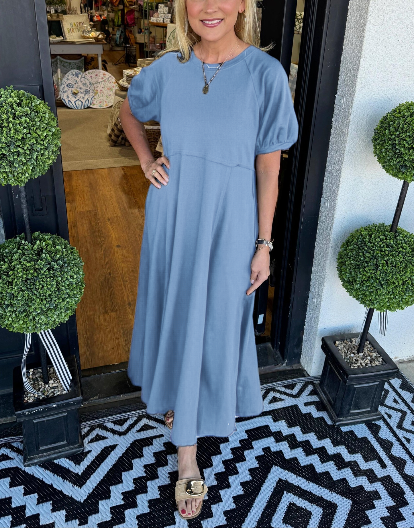 Clara | Bequemes Maxikleid mit Puffärmeln