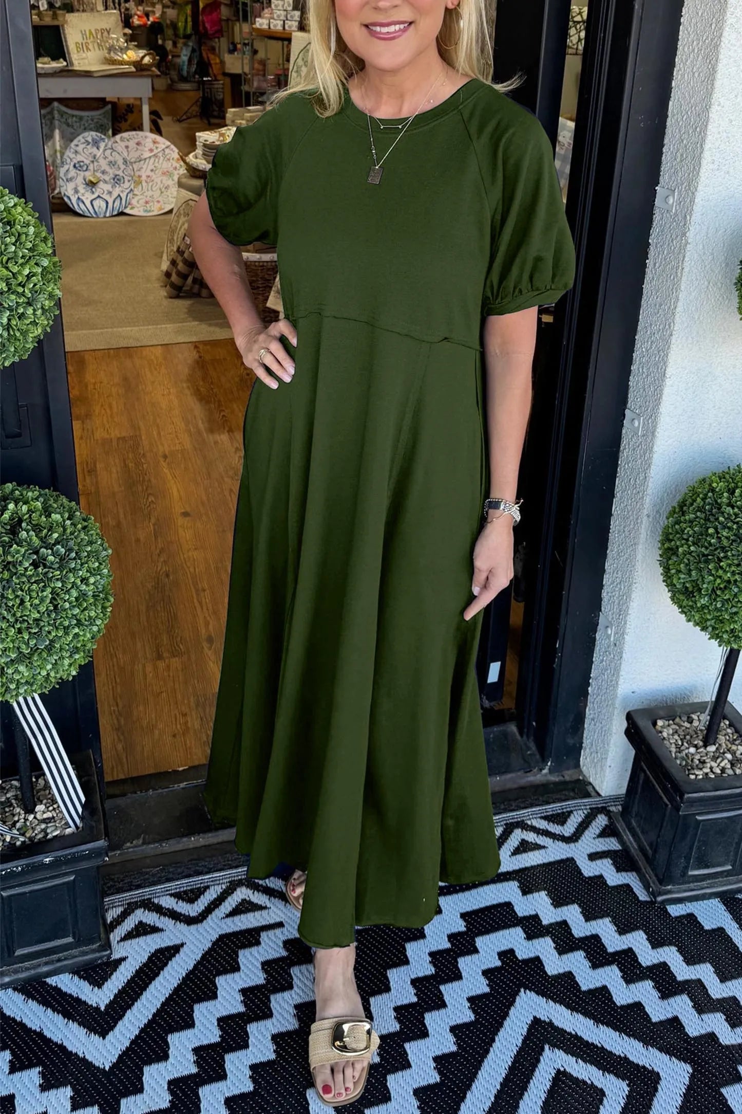 Clara | Bequemes Maxikleid mit Puffärmeln