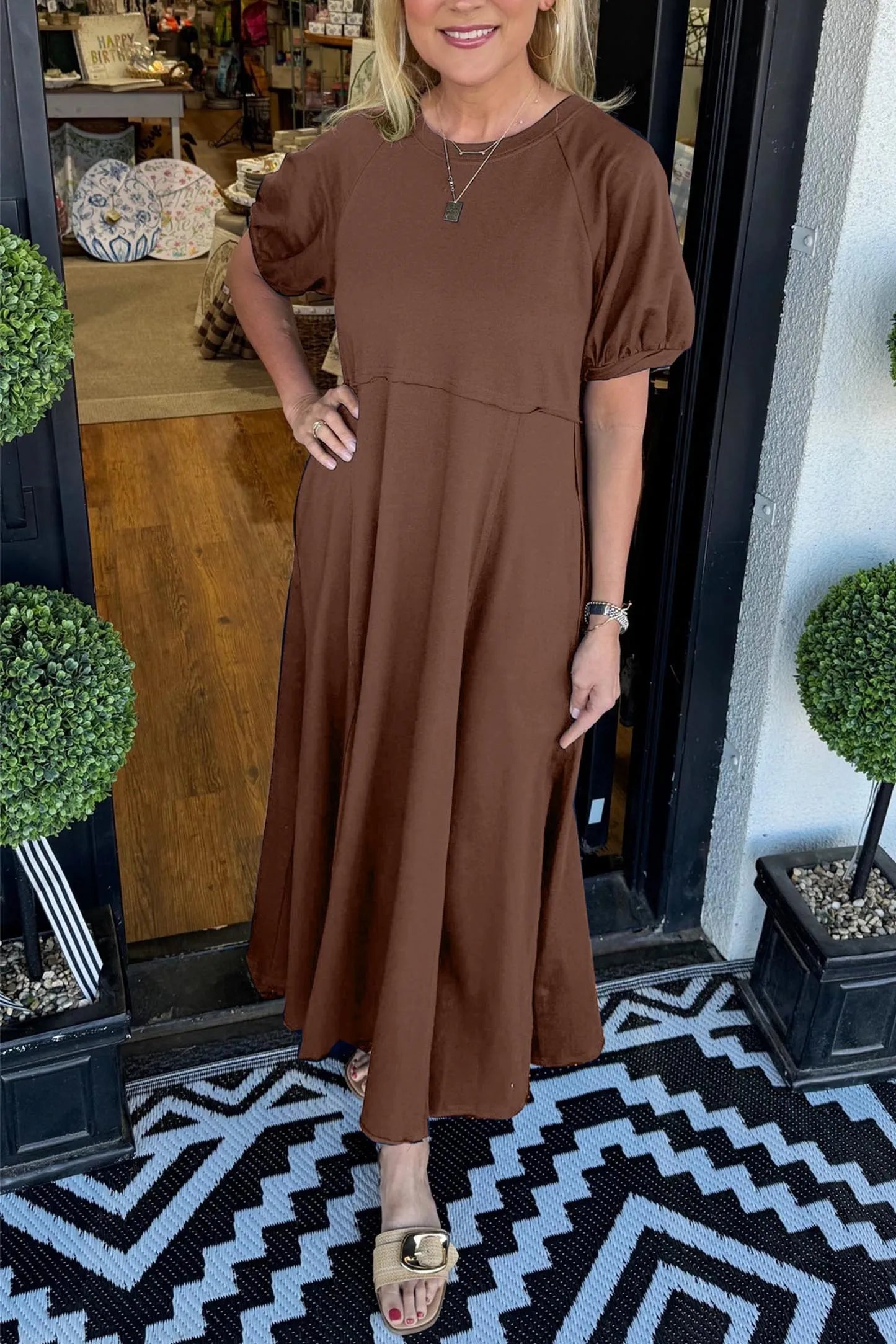 Clara | Bequemes Maxikleid mit Puffärmeln
