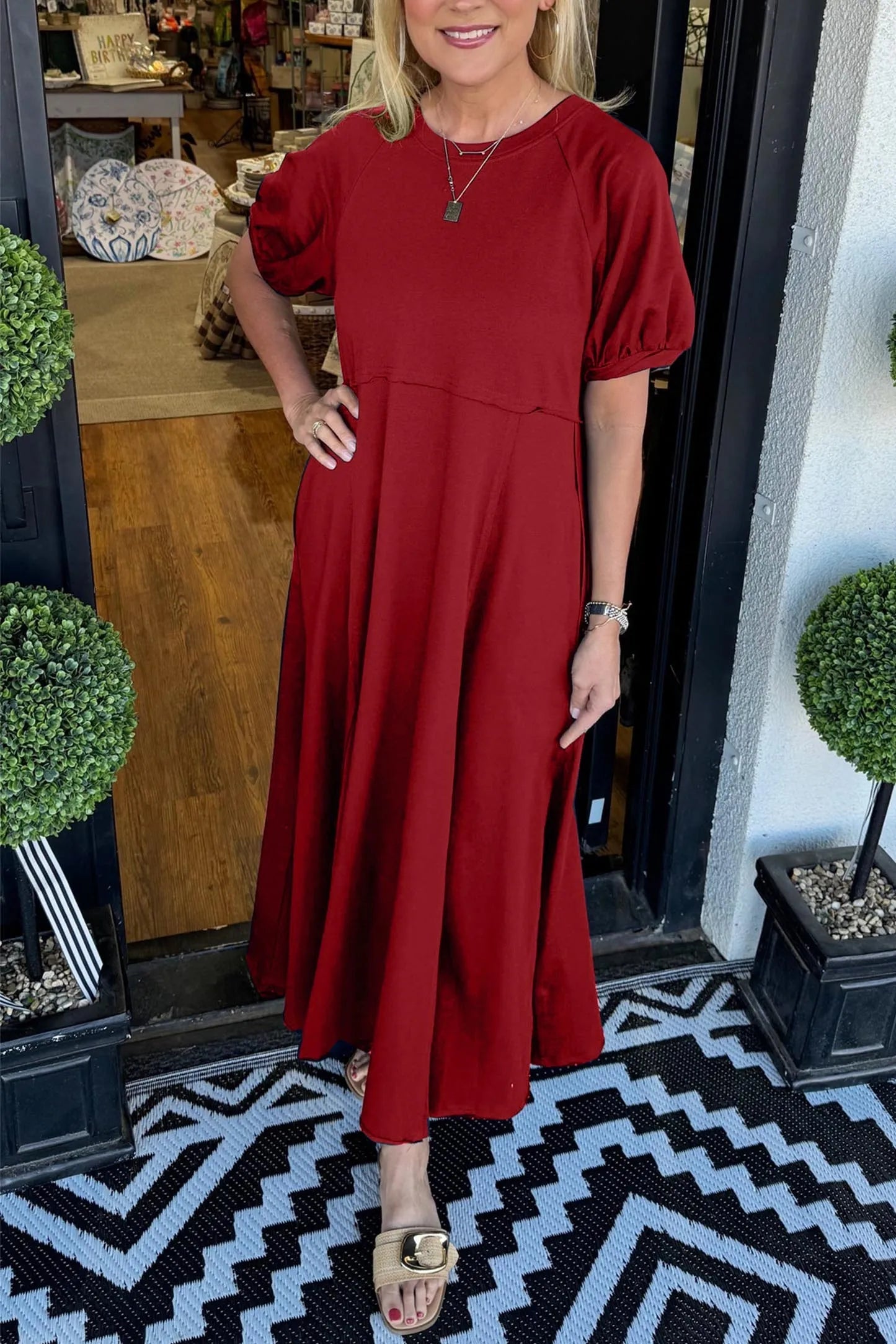 Clara | Bequemes Maxikleid mit Puffärmeln