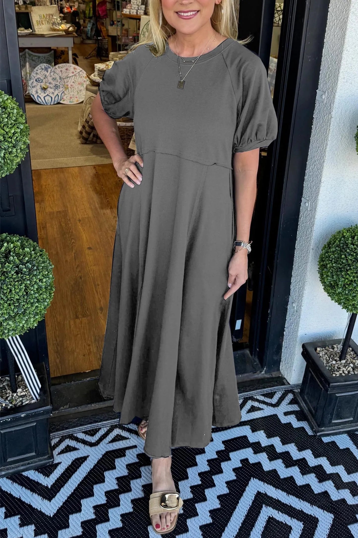 Clara | Bequemes Maxikleid mit Puffärmeln