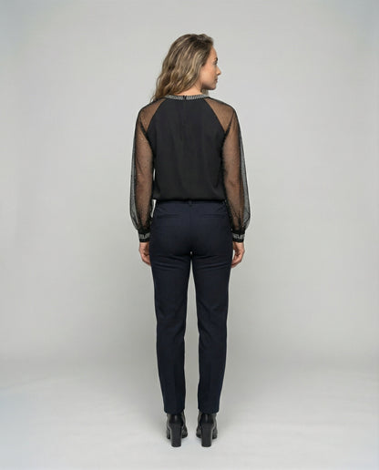 Jennifer | Elegantes Pailletten Top mit Transparente Ärmel