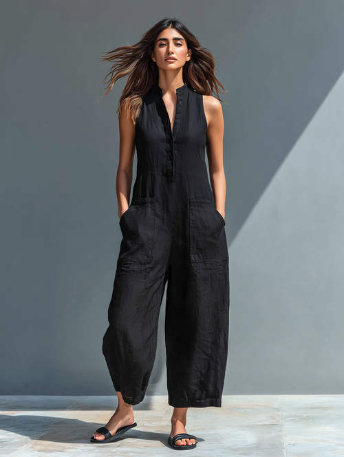 Jessica | Zeitloser und eleganter ärmelloser Jumpsuit