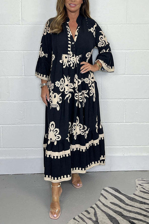 Jennifer | Fließendes Maxikleid mit Blumenmuster