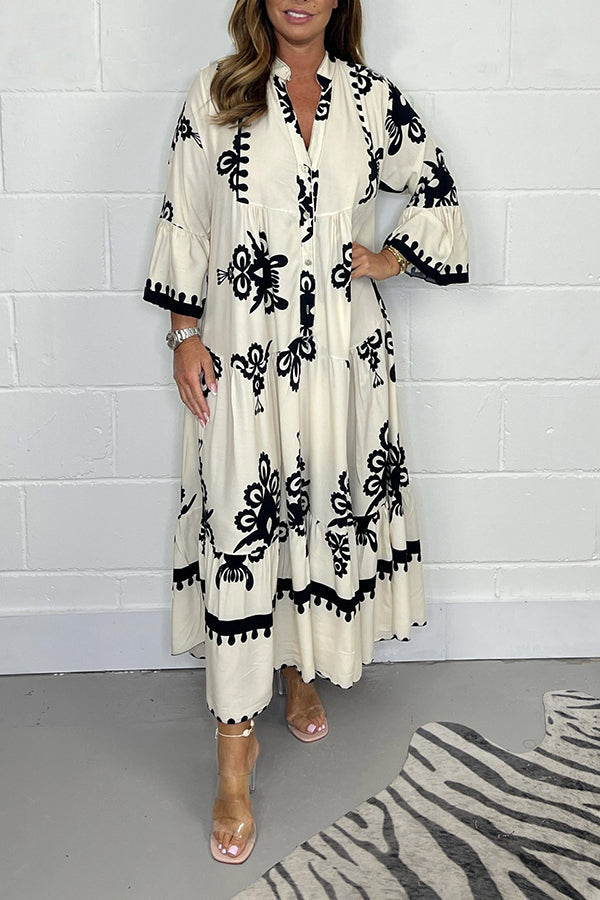Jennifer | Fließendes Maxikleid mit Blumenmuster