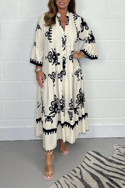 Jennifer | Fließendes Maxikleid mit Blumenmuster