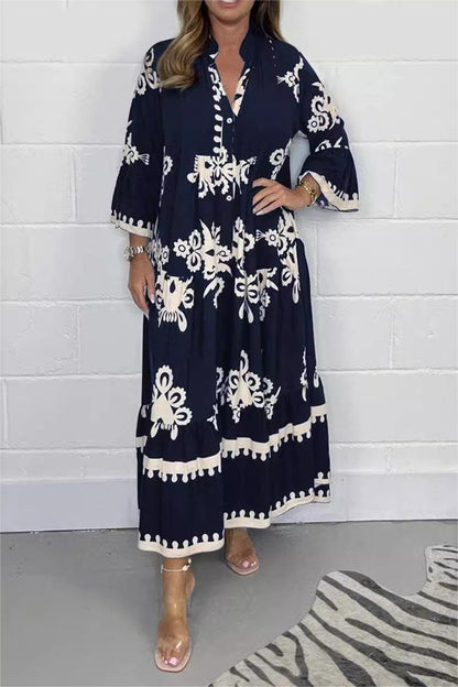 Jennifer | Fließendes Maxikleid mit Blumenmuster