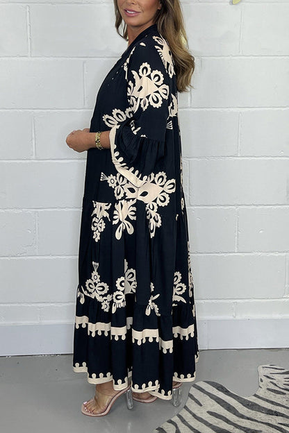Jennifer | Fließendes Maxikleid mit Blumenmuster
