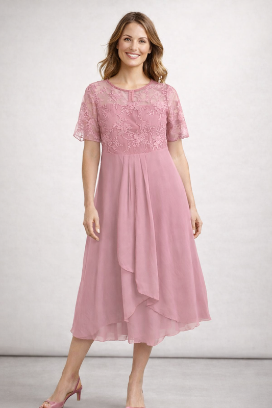 Ines | Stilvolles Midikleid mit floraler Spitze