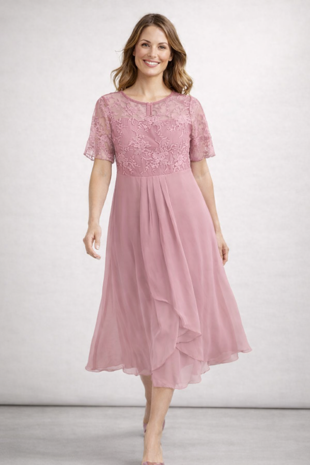 Ines | Stilvolles Midikleid mit floraler Spitze