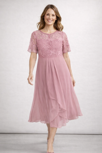 Ines | Stilvolles Midikleid mit floraler Spitze