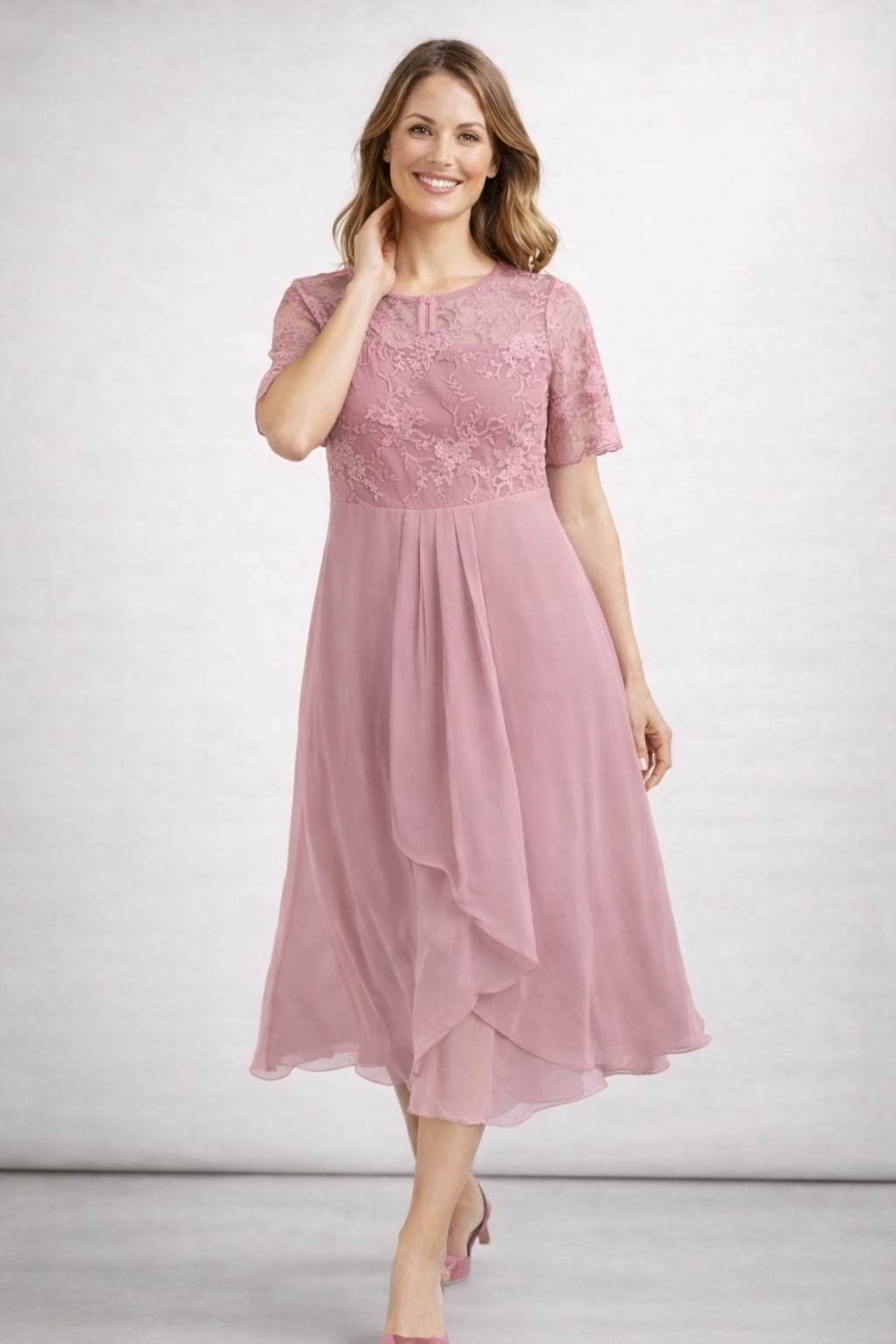 Ines | Stilvolles Midikleid mit floraler Spitze