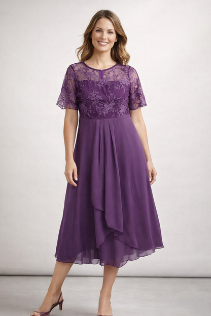 Ines | Stilvolles Midikleid mit floraler Spitze