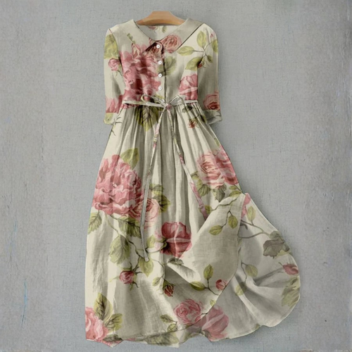 Martina | Elegantes Vintage Midi-Kleid mit Blumendruck
