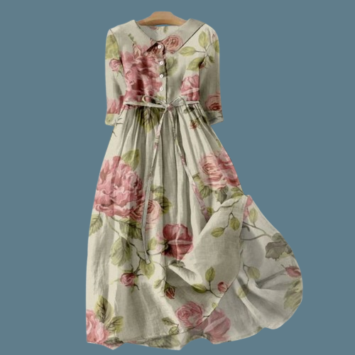 Martina | Elegantes Vintage Midi-Kleid mit Blumendruck
