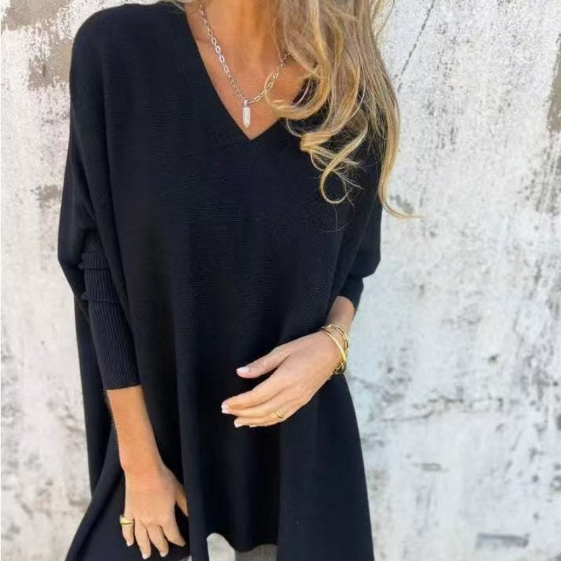 Birgit | Oversize-Strick-T-Shirt mit elegantem V-Ausschnitt