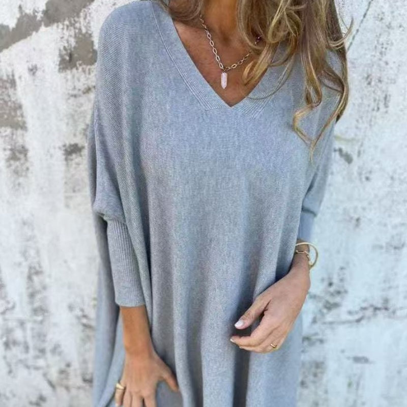 Birgit | Oversize-Strick-T-Shirt mit elegantem V-Ausschnitt