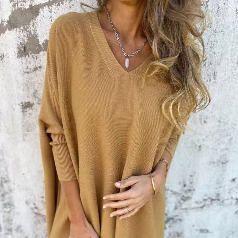 Birgit | Oversize-Strick-T-Shirt mit elegantem V-Ausschnitt