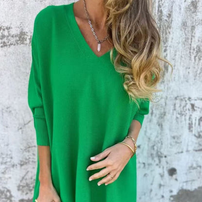 Birgit | Oversize-Strick-T-Shirt mit elegantem V-Ausschnitt