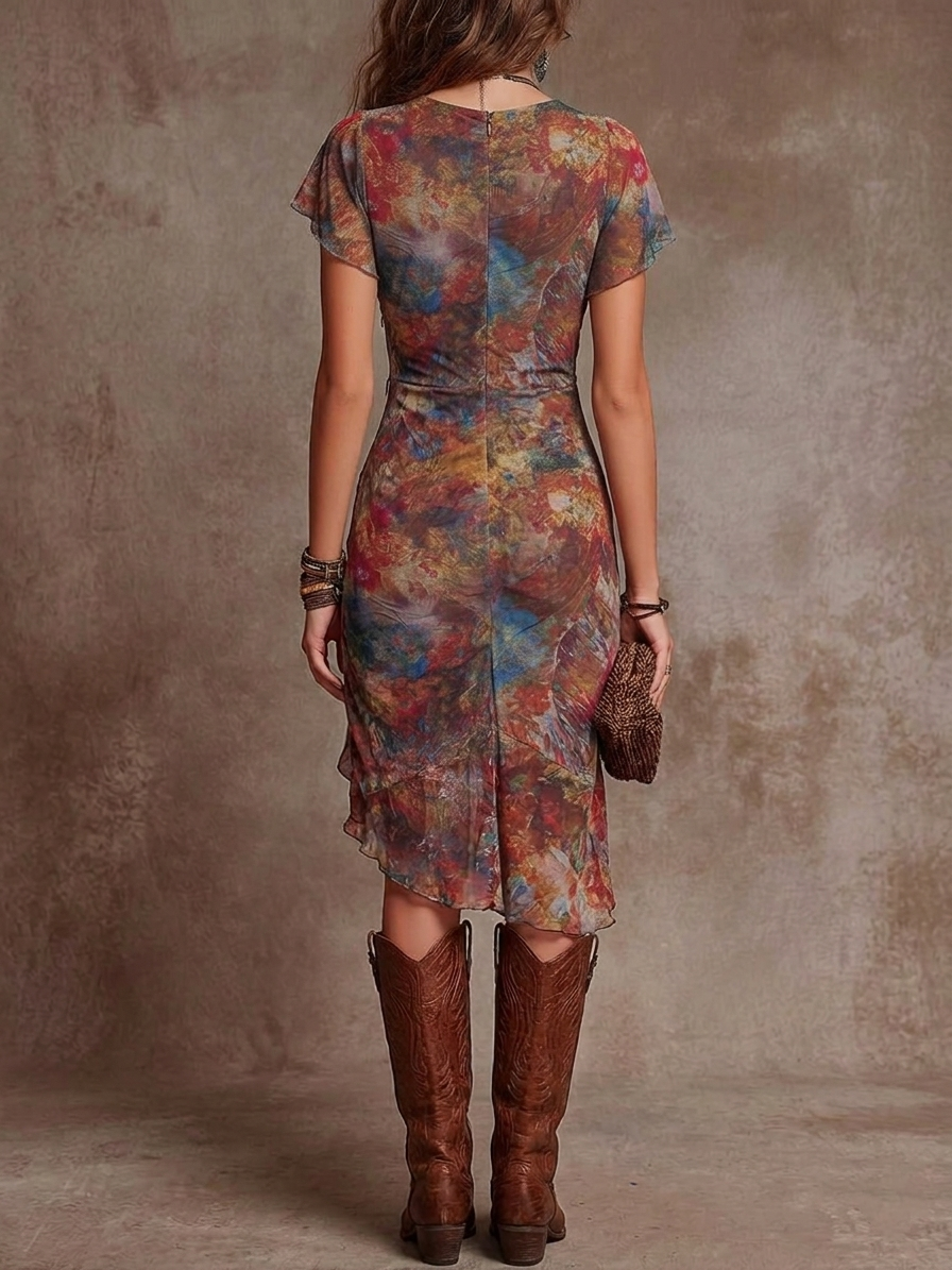 Kristin | Elegantes und stilvolles V-Ausschnitt Midikleid