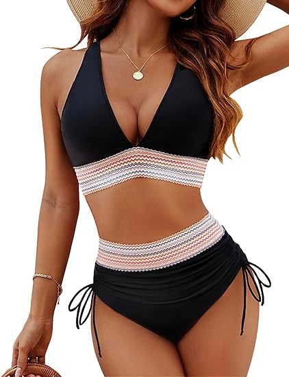 Mary | Elegantes Bikini-Set mit hoher Taille und V-Ausschnitt