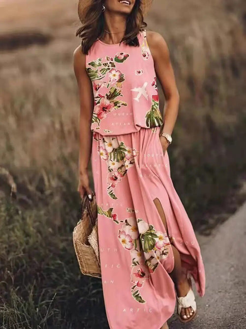 Jennifer | Elegantes Maxikleid mit floralem Bohemian-Print