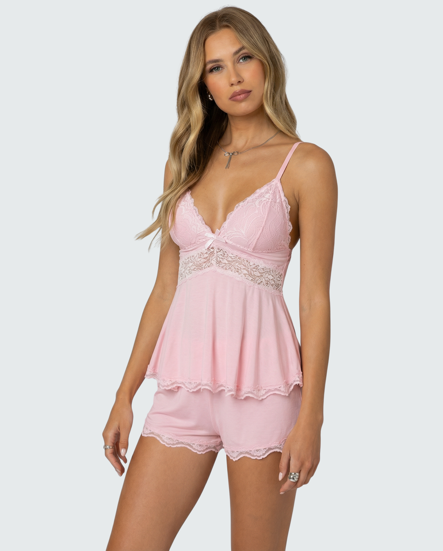 Angelika | Elegantes Damen-Pyjama-Set mit Spitzenbesatz