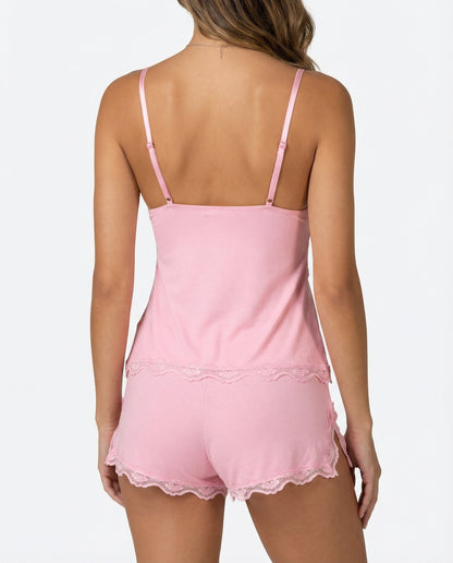 Angelika | Elegantes Damen-Pyjama-Set mit Spitzenbesatz
