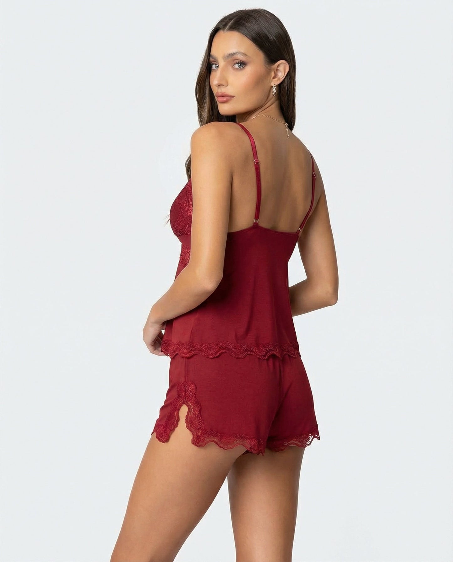 Angelika | Elegantes Damen-Pyjama-Set mit Spitzenbesatz