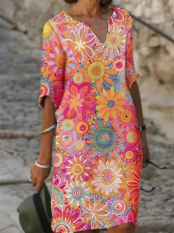 Lindenhain™ | Midi Blumenkleid mit lockerer Passform