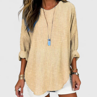 Luviaren™ | Gestreifte Bluse Adeline mit Rundhalsausschnitt