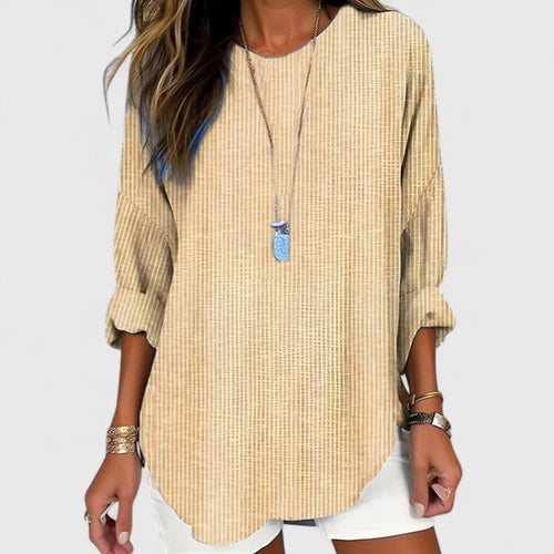 Luviaren™ | Gestreifte Bluse Adeline mit Rundhalsausschnitt
