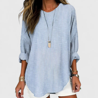 Luviaren™ | Gestreifte Bluse Adeline mit Rundhalsausschnitt