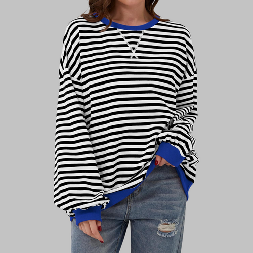 Clara | Gestreiftes Retro-Sweatshirt mit Kontrastdetails
