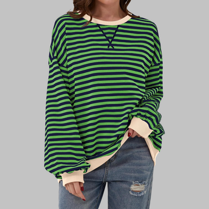Clara | Gestreiftes Retro-Sweatshirt mit Kontrastdetails