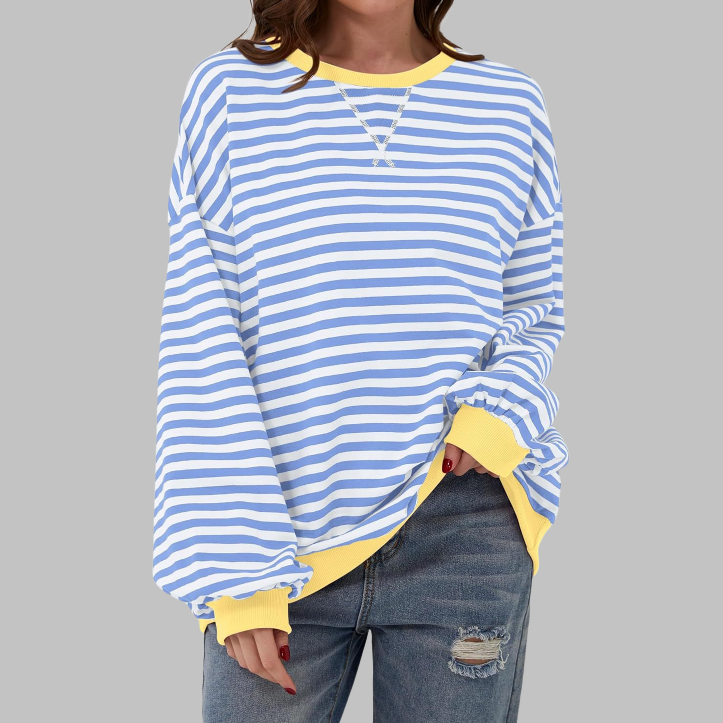 Clara | Gestreiftes Retro-Sweatshirt mit Kontrastdetails