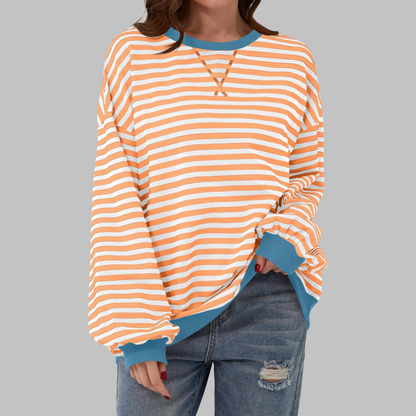 Clara | Gestreiftes Retro-Sweatshirt mit Kontrastdetails