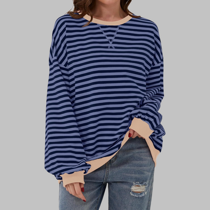 Clara | Gestreiftes Retro-Sweatshirt mit Kontrastdetails