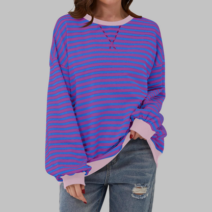Clara | Gestreiftes Retro-Sweatshirt mit Kontrastdetails
