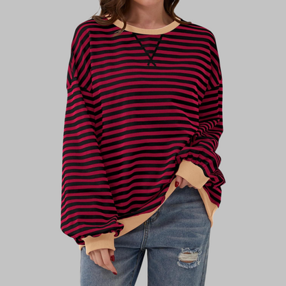Clara | Gestreiftes Retro-Sweatshirt mit Kontrastdetails