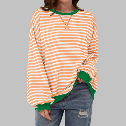 Clara | Gestreiftes Retro-Sweatshirt mit Kontrastdetails