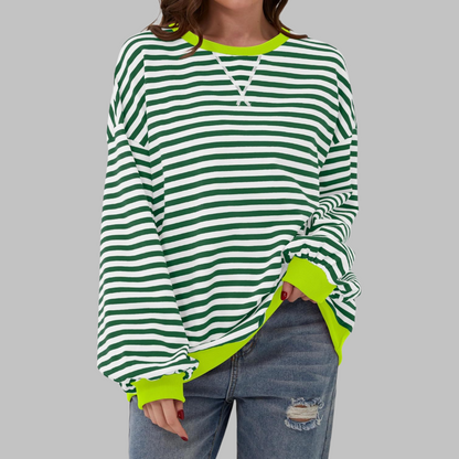 Clara | Gestreiftes Retro-Sweatshirt mit Kontrastdetails