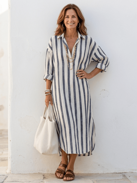 Maria | Lässiges gestreiftes Hemdblusenkleid für Damen